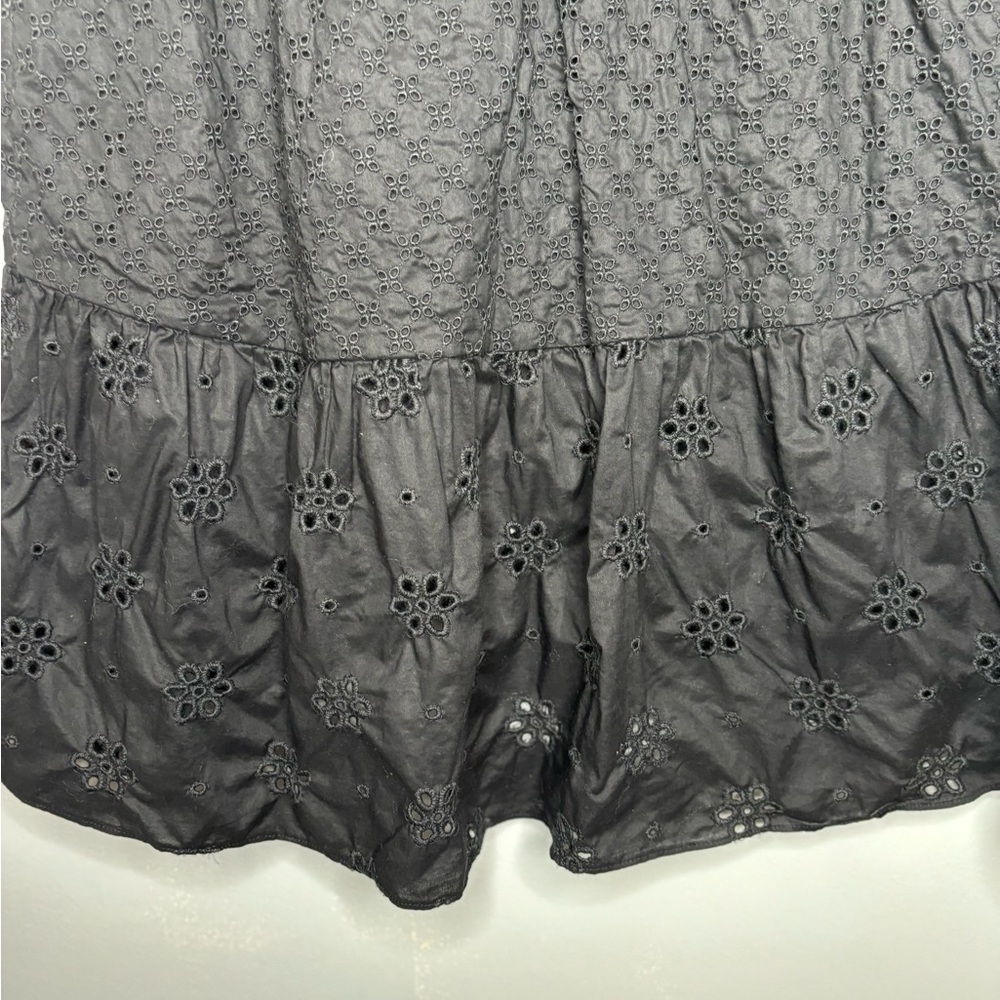 LOFT Women’s black cotton eyelet skirt cottage witchy fairy goth fitted layers - Picture 6 of 8